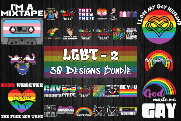 LGBT 2 Bundle SVG 30 Designs: T-Shirt Designs